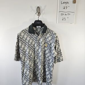 Vintage 90's Crystal Springs Ben Franklin $100 Bills Polo Shirt!